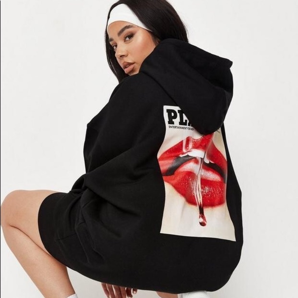 NWOT Missguided Playboy Oversized Sweatshirt Hoodie Dress